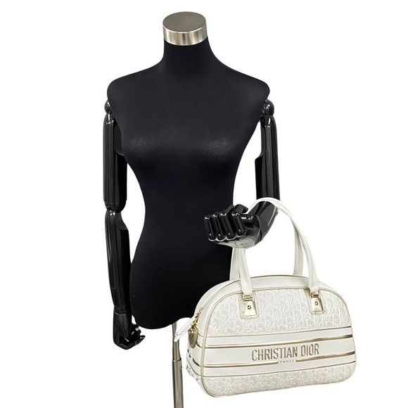 Dior Christian Bag 2way Bowling White Shoulder Bag - Picture 1 of 12